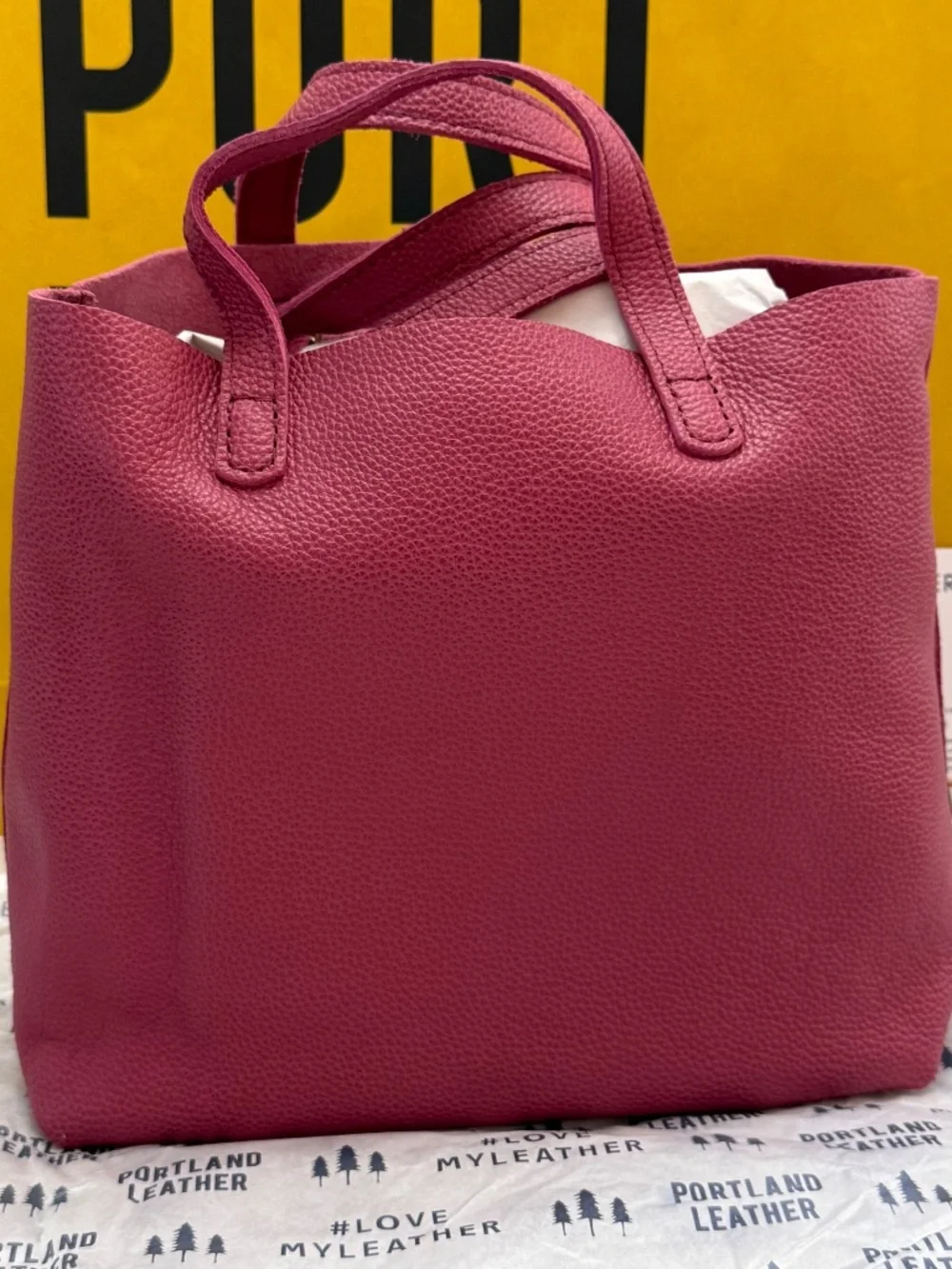 NWT Portland Leather Goods PLG Medium Crossbody Tote Classic in Pink Wild Rose